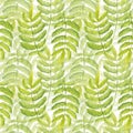 Seamless watercolor pattern of green leaves