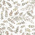 Seamless watercolor pattern with green leaves.