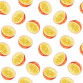 Seamless watercolor pattern half oranges Royalty Free Stock Photo
