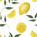 Seamless watercolor pattern with lemons