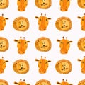 Seamless watercolor pattern of lion and giraffe.