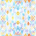 Seamless watercolor pattern. Multicolored watercolor rhombuses isolated on white background. Vector illustration