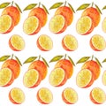 Seamless watercolor pattern oranges Royalty Free Stock Photo