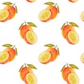 Seamless watercolor pattern oranges Royalty Free Stock Photo
