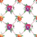 Seamless watercolor pattern of pansies. Royalty Free Stock Photo