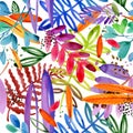 Seamless watercolor pattern of paradise garden plant.