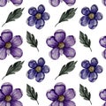 Seamless watercolor pattern with purple leaves Royalty Free Stock Photo