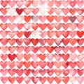 Seamless watercolor pattern. Red hearts on a white background. Valentine`s Day print. Striped ornament for wedding decor. Vector Royalty Free Stock Photo