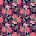 Seamless watercolor pattern of roses 10
