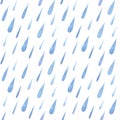 Seamless watercolor pattern small oblique raindrops