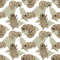 Seamless watercolor pattern tardigrades, cute water bear