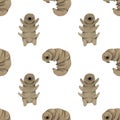 Seamless watercolor pattern tardigrades, cute water bear