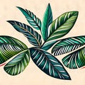 Seamless watercolor pattern of tropical leaves Royalty Free Stock Photo