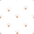 seamless watercolor pattern vintage keys and princess crown on a on a white background. cute beautiful pattern with the