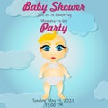 cute baby birthday invitarion card. Baby shower party.