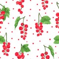 Seamless watercolor red currant pattern. Royalty Free Stock Photo