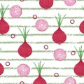 Seamless watercolor red onion pattern. Royalty Free Stock Photo