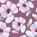 Seamless watercolor romantic floral pattern