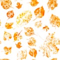 Seamless watercolor stamped autumn leaves Royalty Free Stock Photo