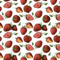 Seamless watercolor strawberry background