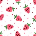 Seamless watercolor strawberry pattern. Vector berry background