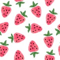 Seamless watercolor strawberry pattern. Vector berry background