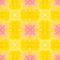 Red Yellow Watercolor Tile. Seamless Geometric Background.