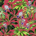 Seamless watercolor tropical pattern