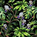 Seamless watercolor tropical pattern