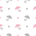 Seamless watercolor umbrella pattern. Vector background