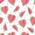 Seamless watercolor watermelons pattern.