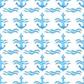 Seamless watercolour marine pattern.
