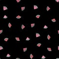 Seamless watercolour watermelon pattern on black