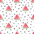 Seamless watermelon pattern. Vector texture with watercolor watermelons slices