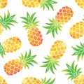 Pineapple seamless pattern on white background