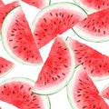 Seamless watermelons pattern. Background with watermelon slices