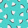 Seamless watermelons pattern. Vector background. Flat design