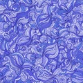 Seamless wave hand-drawn pattern, waves background seamlessly tiling. Royalty Free Stock Photo