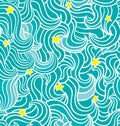 Seamless wave pattern with stars. Royalty Free Stock Photo