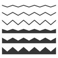 Seamless Wave and Zigzag Pattern Set on White Background. Vector Royalty Free Stock Photo