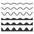 Seamless Wave and Zigzag Pattern Set on White Background. Vector Royalty Free Stock Photo