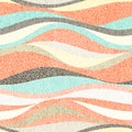 Seamless wavy pattern. Complicated hand-drawn ornament in polka dot style. Sea vintage summer print for textiles. Grunge texture.