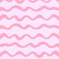 Seamless wavy pattern with pink curvy lines on light purple background. Vector illustration Royalty Free Stock Photo