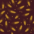 Seamless wheat, barley or rye background pattern. vector Royalty Free Stock Photo