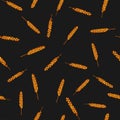 Seamless wheat ears pattern on black background Royalty Free Stock Photo