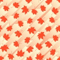 Seamless abstract background with red maple leaves on white. Royalty Free Stock Photo