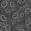 Seamless white and black pattern with vignette Yin Yang symbol Royalty Free Stock Photo