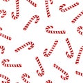 Seamless white Christmas pattern with candy cane. Happy New Year and Merry Xmas background. winter holidays print for Royalty Free Stock Photo