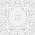 Seamless white 3D pattern, arabic motif, mandala background