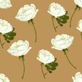 Seamless white dogrose flowers pattern Royalty Free Stock Photo